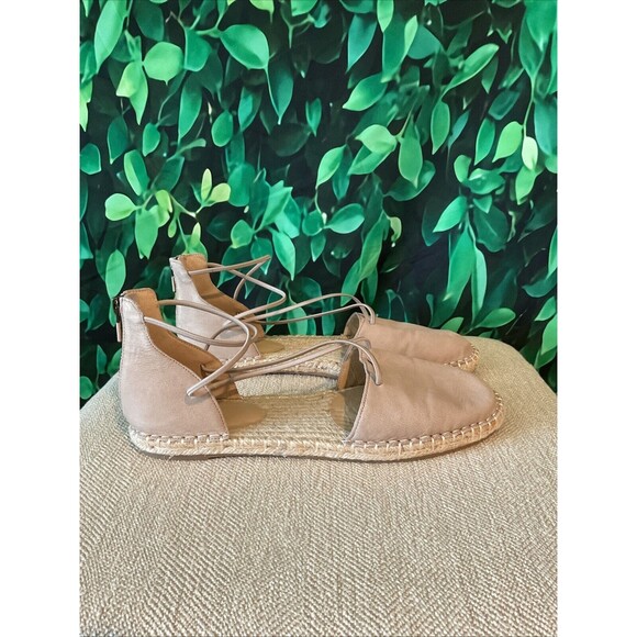 🥿 Eileen Fisher Tan Nubuck Espadrille Flats – Zip Back – Size 9 - Picture 4 of 7